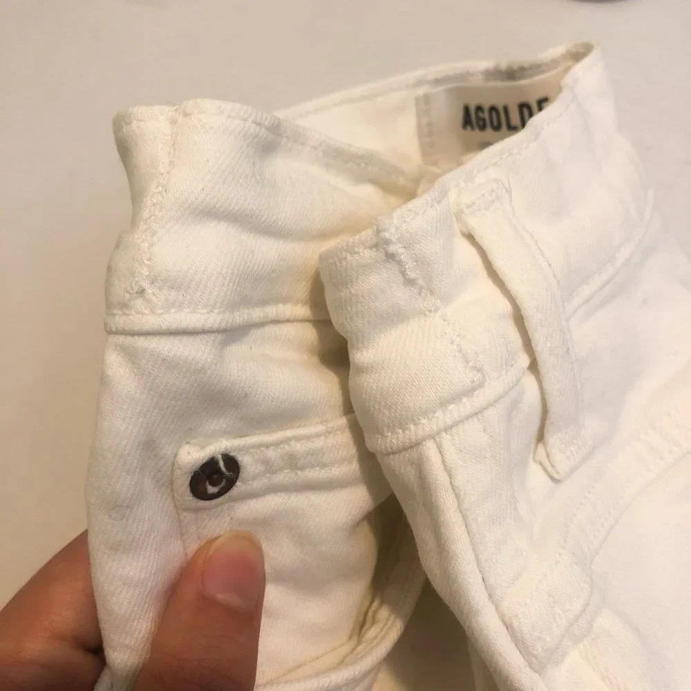 AGOLDE Pinch Waist High Rise White Straight Leg Denim Jeans Women's 23 ALTERED - Picture 9 of 10